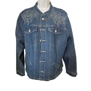 Ashley Stewart Denim Jacket 14/16 Studded Rhinestone Size Jacket